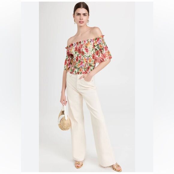 New L'AGENCE Bexley Off-The-Shoulder Top Floral Small - Picture 14 of 15